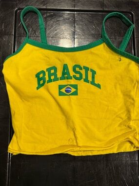 Brasil Yellow & Green Crop Tank Top